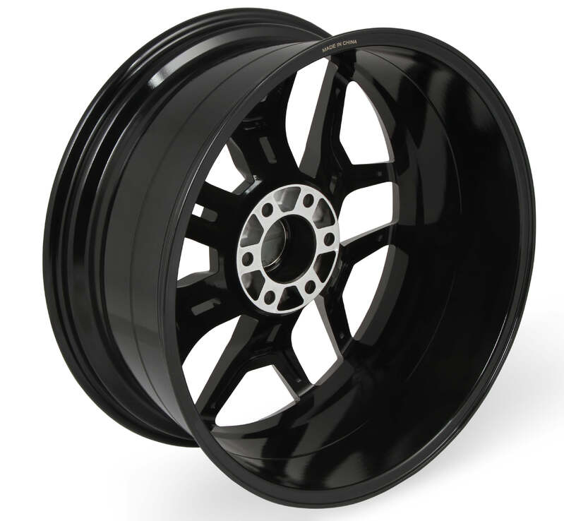 Carroll Shelby Wheel, CS45 Series, Flow Formed Aluminium, 22 in. Dia., 9.5 in. Width, 12 mm Offset, 6 x 5.31 in. Bolt Pattern, Gloss Black, E Diagram Image