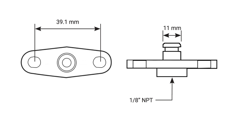 Proflow Fuel Rail Adaptor Fitting Aluminium 11mm To Female 1/8 NPT suit For Toyota / For Subaru Diagram Image