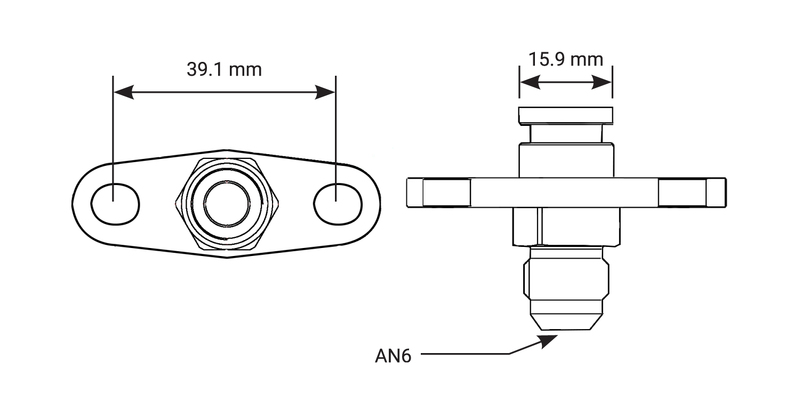 Proflow Fuel Rail Adaptor Fitting Aluminium 16mm To -06AN For Mitsubishi Diagram Image