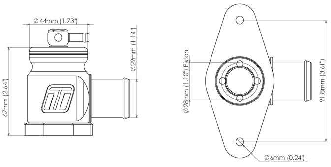 TURBOSMART Kompact Plumb Back Valve, Diverter Valve, For Mazda 3/6 MPS, Each Diagram Image