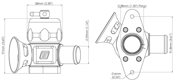 TURBOSMART Dual Port Blow Off Valve, For Mazda & Subaru, Blue, Each Diagram Image