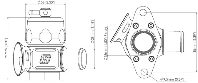 TURBOSMART Dual Port Blow Off Valve, For Nissan, Black, Each Diagram Image