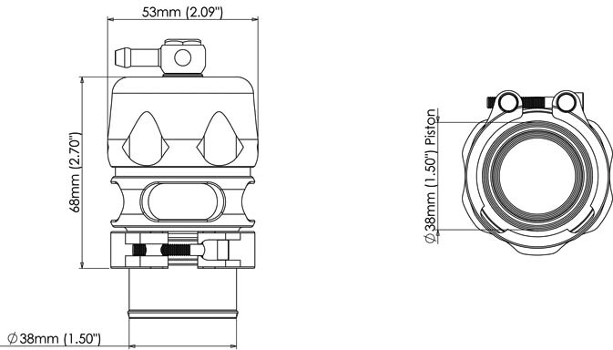 TURBOSMART Vee Port Pro Blow Off Valve, Blue, Each Diagram Image