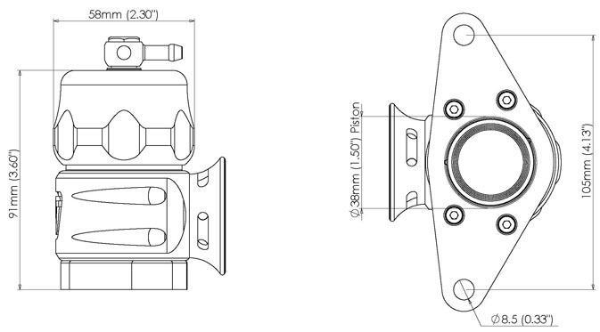 TURBOSMART Supersonic Blow Off Valve, For Subaru, Blue, Each Diagram Image