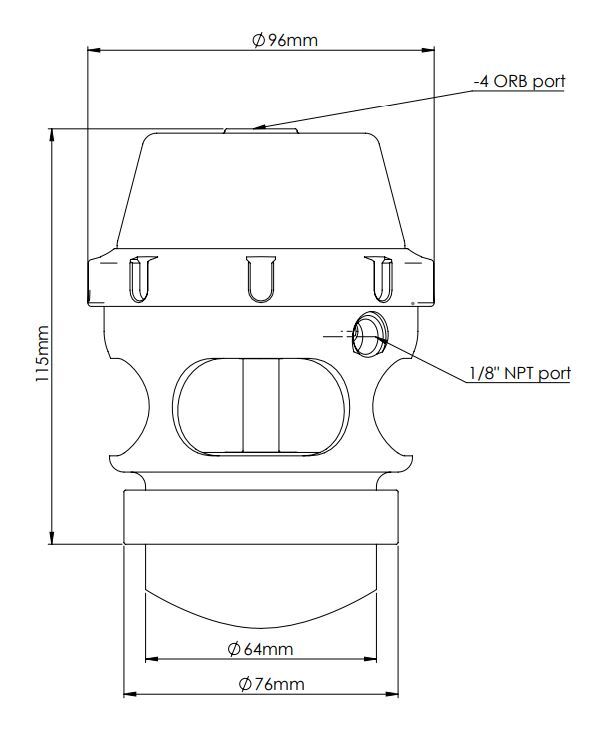 TURBOSMART PowerPort Blow Off Valve, Black, For Supercharger, Each Diagram Image