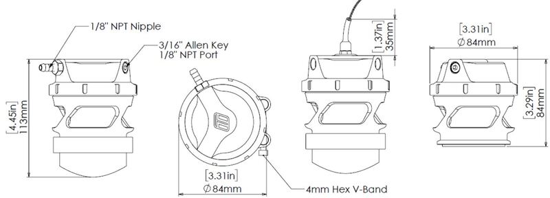 TURBOSMART GenV ProPort Blow Off Valve, Black, Each Diagram Image