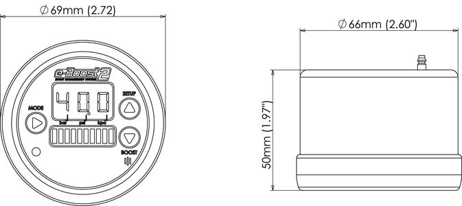 TURBOSMART eBoost2 Electronic Boost Controller, 66mm, Black, Each Diagram Image