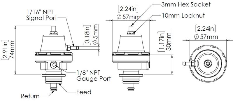 TURBOSMART Kompact Fuel Pressure Regulator, For Bosch/Barra, Sleeper, Each Diagram Image