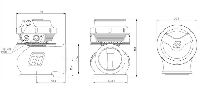 TURBOSMART GenV Hypergate45-Lite External Wastegate, 14PSI, Sleeper, Kit Diagram Image