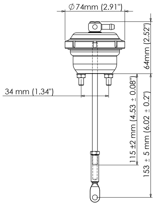 TURBOSMART IWG75 Wastegate Actuator, For Mazda Protégé, 7 PSI, Black, Each Diagram Image