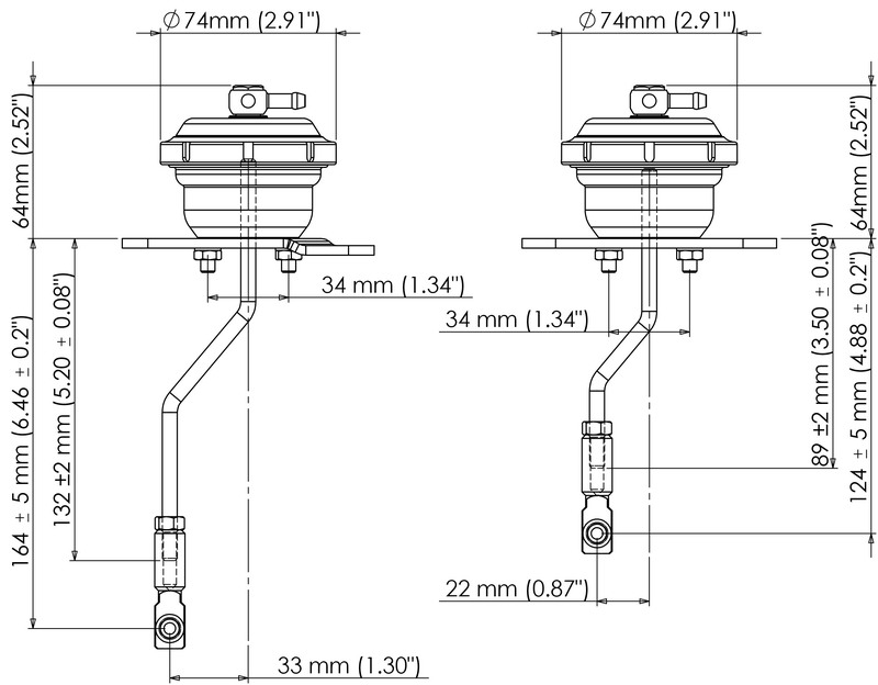 TURBOSMART IWG75 Wastegate Actuator, For Nissan GTR R35, 7PSI, Black, Each Diagram Image