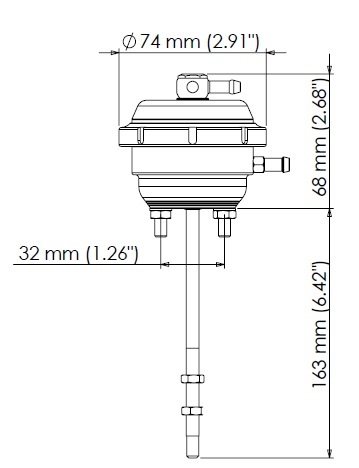 TURBOSMART IWG75 Wastegate Actuator, Twin Port, For Borg Warner EFR B2 Single/Twin Scroll, 14PSI, Each Diagram Image