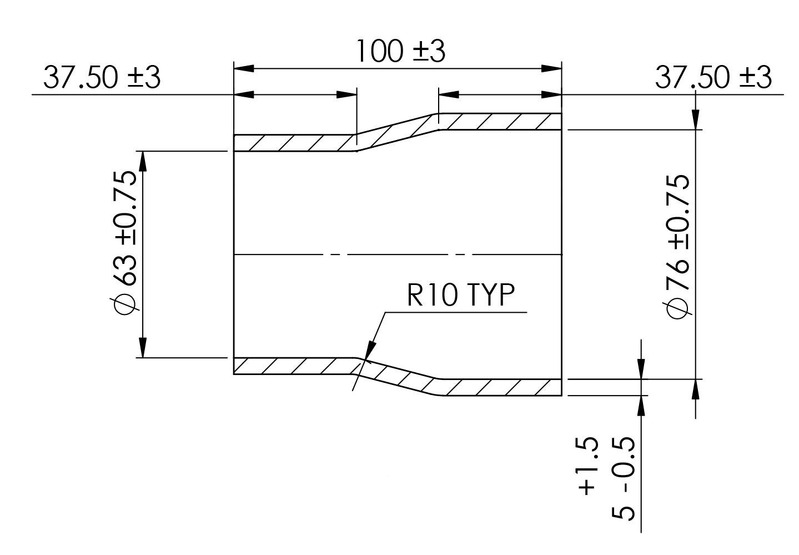 TURBOSMART Silicon Hose Reducer, 2.50 to 3.00″, Black, Each Diagram Image