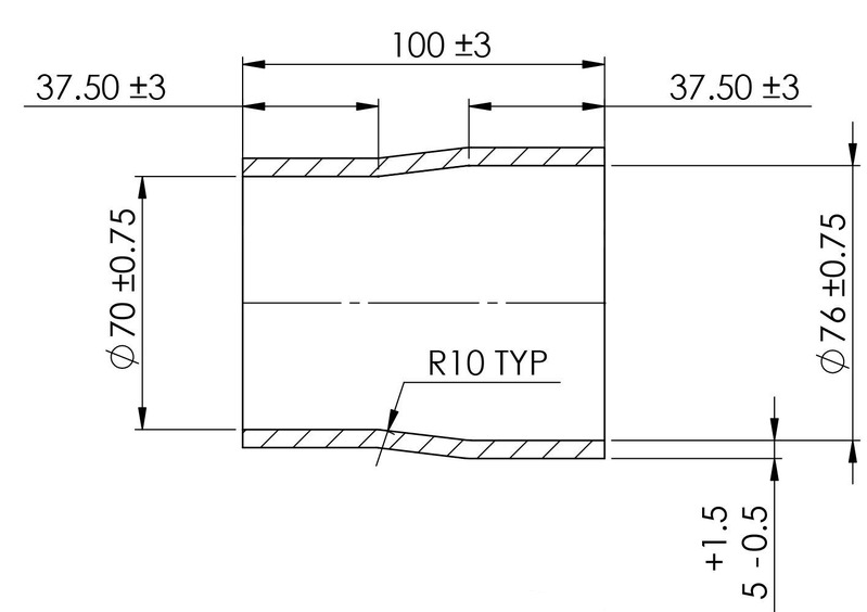 TURBOSMART Silicon Hose Reducer, 2.75 to 3.00″, Black, Each Diagram Image