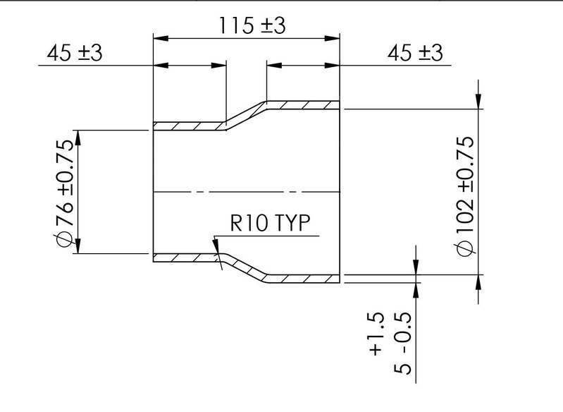 TURBOSMART Silicon Hose Reducer, 3.00 to 4.00″, Black, Each Diagram Image