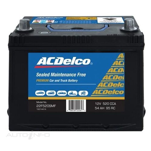 AC Delco Battery, 520 CCA, 54 Ah, 95 RC (Min), SAE Terminal, RHP, Each