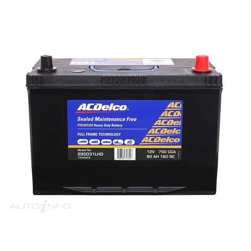 AC Delco Battery, 750 CCA, 90 Ah, 160 RC (Min), SAE Terminal, RHP, Each