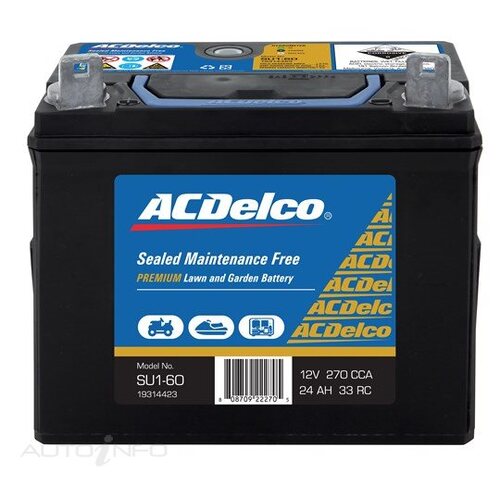 AC Delco Battery, 270 CCA, 24 Ah, 33 RC (Min), LUG Terminal, LHP, Each