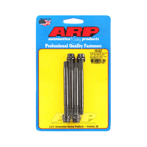 ARP Studs, Water Pump Pulley, 12-point Head, 3/8 in. Wrench, 8740, Black Oxide, 5/16 in.-24 Thread, 3.75 in. OAL, Set of 4