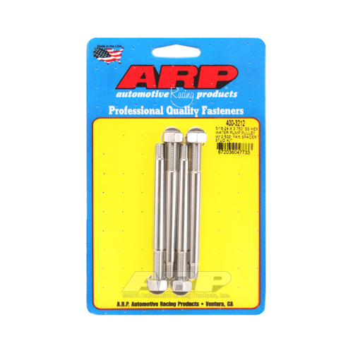 ARP Studs, Water Pump Pulley, Hex Head, 1/2 in. Wrench, ARP Stainless, Polished, 5/16 in.-24 Thread, 3.75 in. OAL, Set of 4