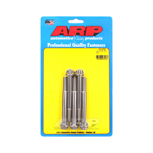 ARP Bolts, 12-Point Head, Stainless Steel, Polished, 3/8 in.-16 RH Thread, 3.750 in. UHL, Set of 5