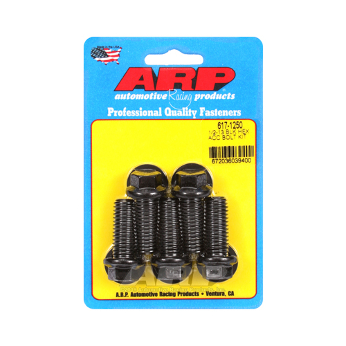 ARP Bolts, 8740 Chromoly, Black Oxide, Hex Head, 1/2-13 in. Thread, 1.25 in. UHL, Set of 5