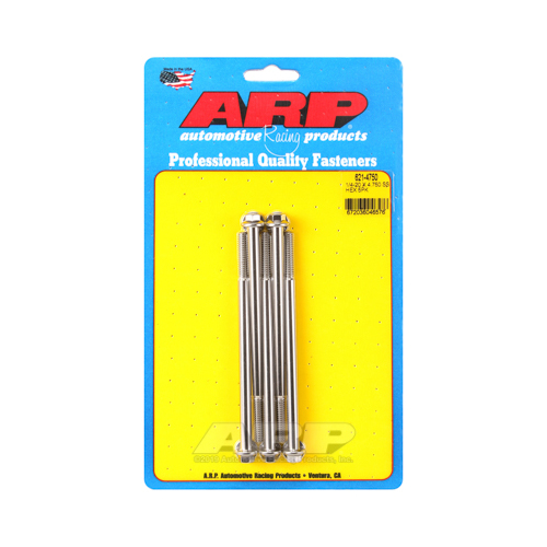 ARP Bolts, Hex Head, Stainless 300, Polished, 1/4 in.-20 RH Thread, 4.750 in. UHL, Set of 5