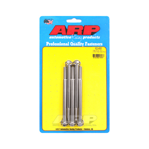 ARP Bolts, Hex Head, Stainless 300, Polished, 5/16 in.-18 RH Thread, 4.500 in. UHL, Set of 5