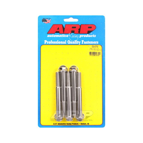 ARP Bolts, Hex Head, Stainless 300, Polished, 7/16 in.-14 RH Thread, 3.750 in. UHL, Set of 5