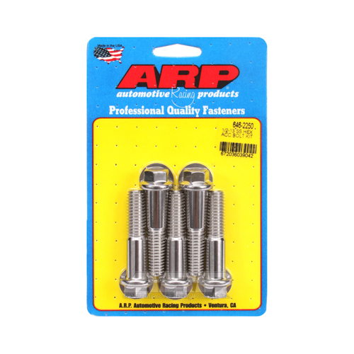 ARP Bolts, Stainless Steel 300, Polished, Hex Head, 1/2-13 in. Thread, 2.25 in. UHL, Set of 5