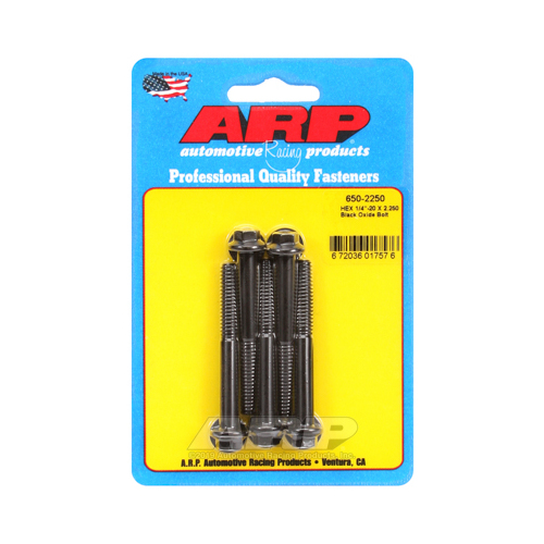 ARP Bolts, Hex Head, Custom 450, Black Oxide, 1/4 in.-20 RH Thread, 2.250 in. UHL, Set of 5