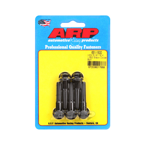 ARP Bolts, Hex Head, Custom 450, Black Oxide, 5/16 in.-18 RH Thread, 1.500 in. UHL, Set of 5