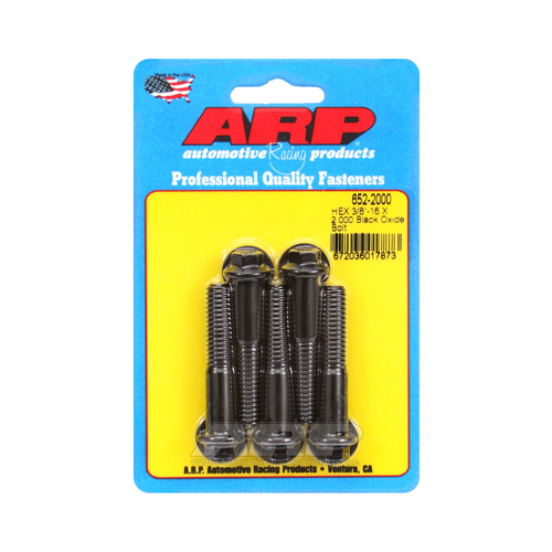 ARP Bolts, Hex Head, Custom 450, Black Oxide, 3/8 in.-16 RH Thread, 2.000 in. UHL, Set of 5