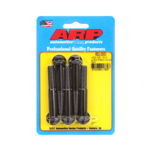 ARP Bolts, Hex Head, Custom 450, Black Oxide, 3/8 in.-16 RH Thread, 2.500 in. UHL, Set of 5