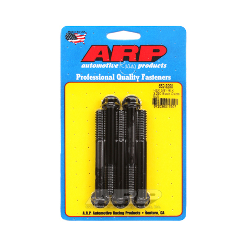 ARP Bolts, Hex Head, Custom 450, Black Oxide, 3/8 in.-16 RH Thread, 3.250 in. UHL, Set of 5