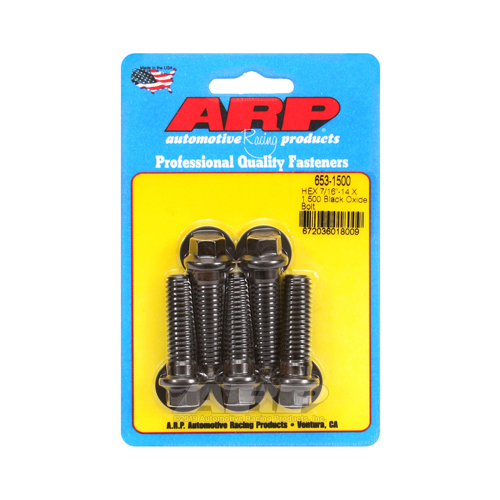 ARP Bolts, Hex Head, Custom 450, Black Oxide, 7/16 in.-14 RH Thread, 1.500 in. UHL, Set of 5