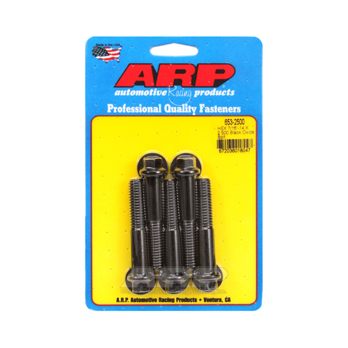 ARP Bolts, Hex Head, Custom 450, Black Oxide, 7/16 in.-14 RH Thread, 2.500 in. UHL, Set of 5