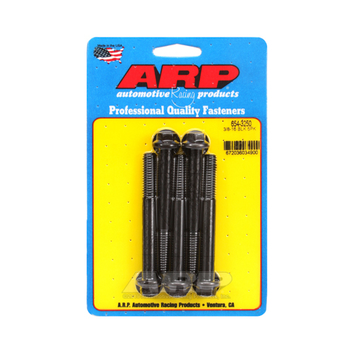 ARP Bolts, Hex Head, Chromoly, Black Oxide, 3/8-16 in. Thread, 3.25 in. UHL, Set of 5