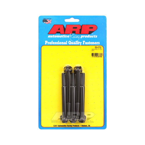 ARP Bolts, Hex Head, Chromoly Steel, Black Oxide, 3/8 in.-16 RH Thread, 3.750 in. UHL, Set of 5