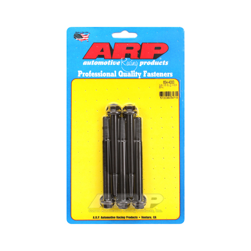 ARP Bolts, Hex Head, Chromoly Steel, Black Oxide, 3/8 in.-16 RH Thread, 4.000 in. UHL, Set of 5