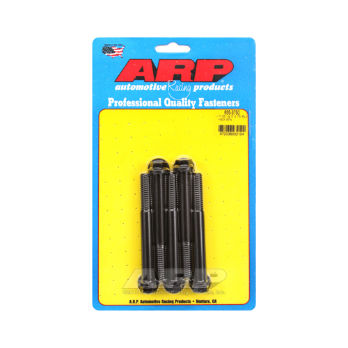 ARP Bolts, Hex Head, Chromoly Steel, Black Oxide, 7/16 in.-14 RH Thread, 3.750 in. UHL, Set of 5