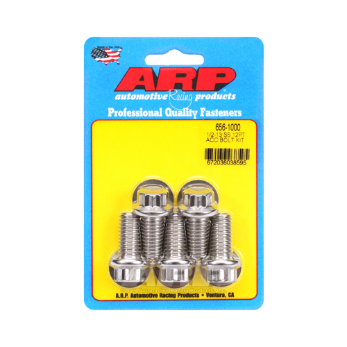 ARP Bolts, Stainless Steel 300, Polished, 12-Point Head, 1/2-13 in. Thread, 1.00 in. UHL, Set of 5