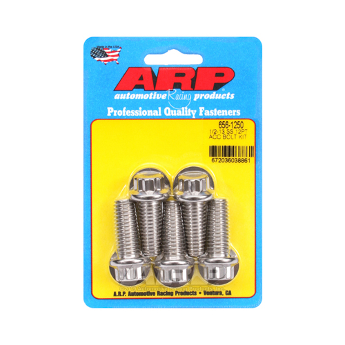 ARP Bolts, Stainless Steel 300, Polished, 12-Point Head, 1/2-13 in. Thread, 1.25 in. UHL, Set of 5