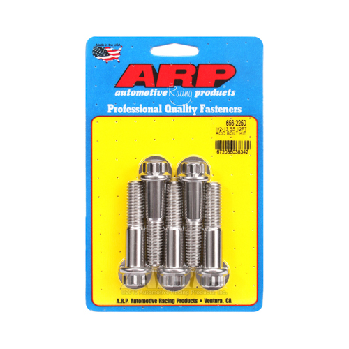 ARP Bolts, Stainless Steel 300, Polished, 12-Point Head, 1/2-13 in. Thread, 2.25 in. UHL, Set of 5