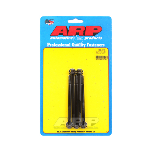 ARP Bolts, Hex Head, Chromoly Steel, Black Oxide, 6mm x 1.0 RH Thread, 100mm UHL, Set of 5