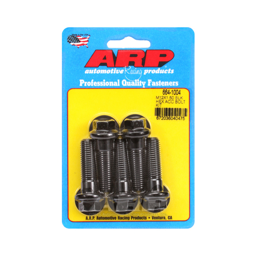 ARP Bolts, 8740 Chromoly, Black Oxide, Hex Head, 12mm x 1.50 Thread, 40mm UHL, Set of 5