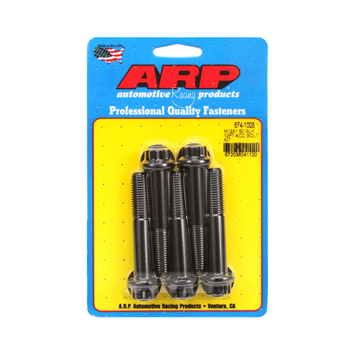 ARP Bolts, 8740 Chromoly, Black Oxide, 12-Point Head, 12mm x 1.50 Thread, 70mm UHL, Set of 5