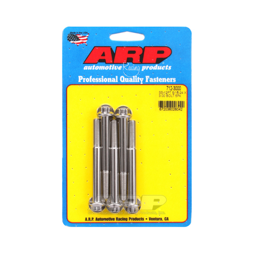 ARP Bolts, 12-Point Head, Stainless 300, Polished, 5/16 in.-24 RH Thread, 3.000 in. UHL, Set of 5