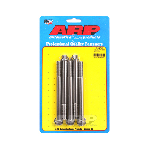 ARP Bolts, 12-Point Head, Stainless 300, Polished, 7/16 in.-20 RH Thread, 4.750 in. UHL, Set of 5