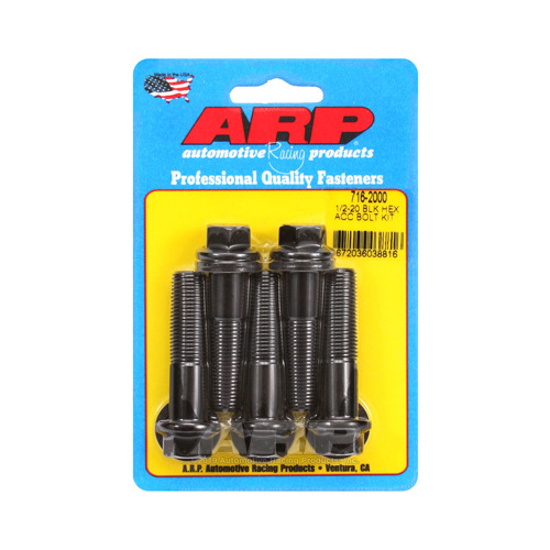 ARP Bolts, 8740 Chromoly, Black Oxide, Hex Head, 1/2-20 in. Thread, 2.00 in. UHL, Set of 5